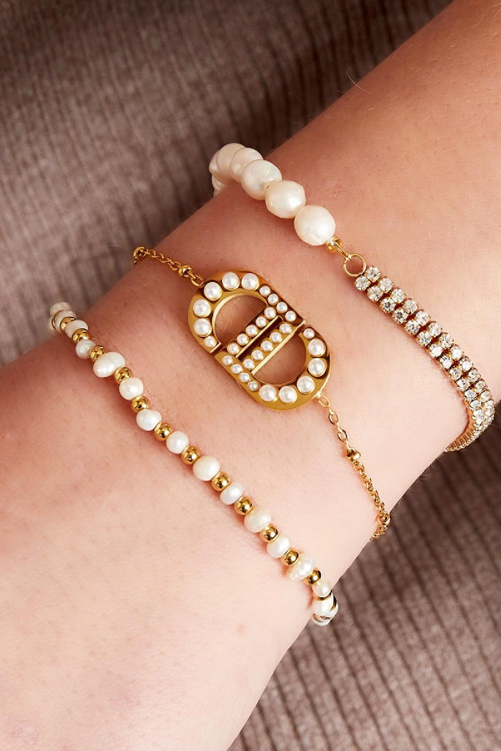 Armband Good Life Perlen Goldfarbe Edelstahl h5Bild2